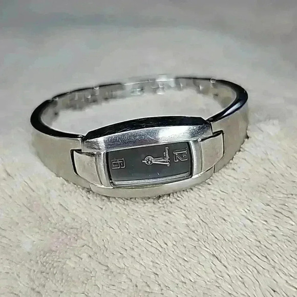 Kenneth Cole Silver Link Bracelet with Rectangular Watch and Pewter Gray Face - Picture 4 of 4